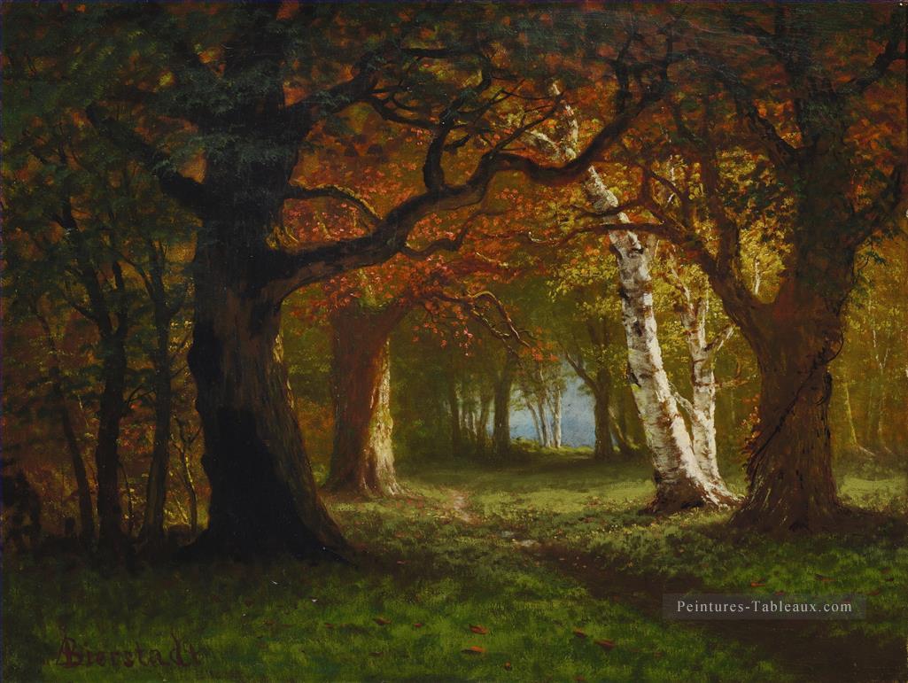 FOREST NEAR SARATOGA Paysage d’arbres américains Albert Bierstadt Peintures à l'huile